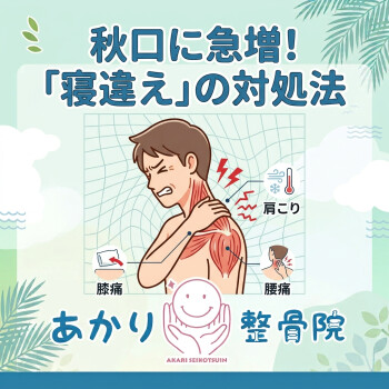 【朝起きたら首が…！】秋口に急増する寝違えについて！