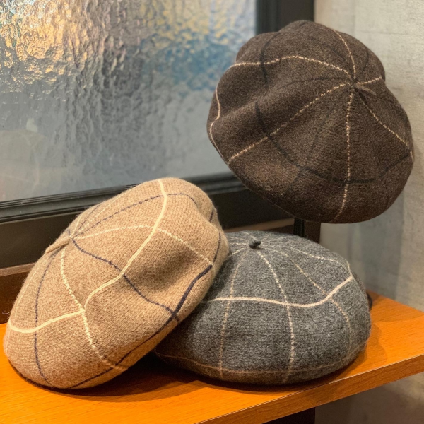 ニューヨークハット　Alvar ウール チェック柄 ベレー帽 ニューヨークハット Alvar ウール チェック柄 ベレー帽